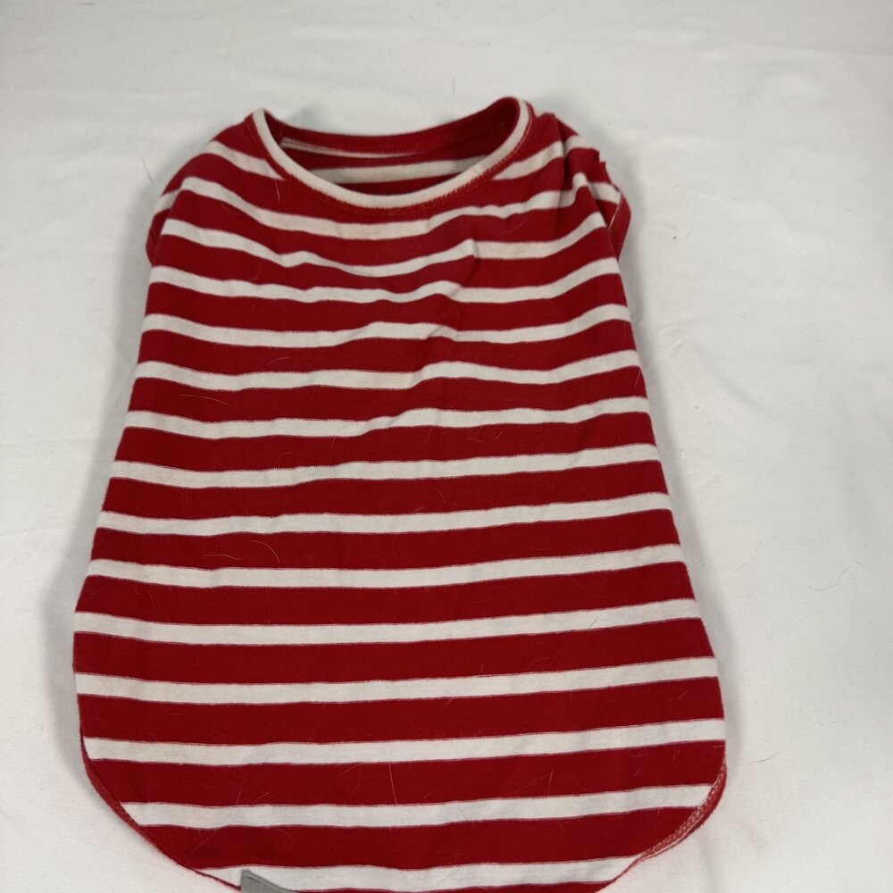 Red White Stripe Dog Tank Top Size M Nautical Summer Pet Shirt